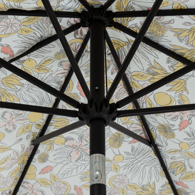 Parasol de marché 9 pi Sain, Blanc; rouge; jaune / floral