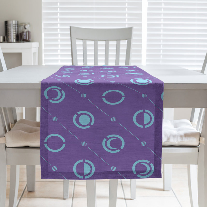 Classic Moon Phases Table Runner, 16" x 72", Purple/Light Teal