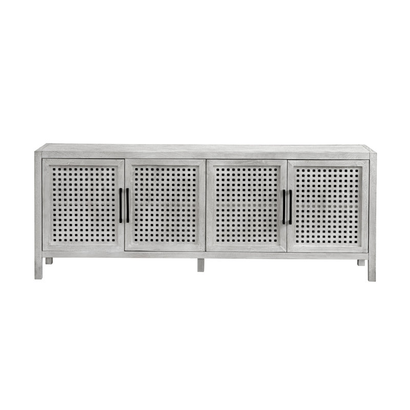 Pentak White Mango Wood Server – Boho Industrial Storage Cabinet