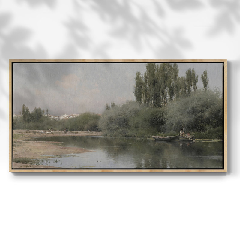 Série paysage -DXCII- Toile tendue avec châssis tendue, prête à être accrochée, Naturel, H 17 po x l 33 po