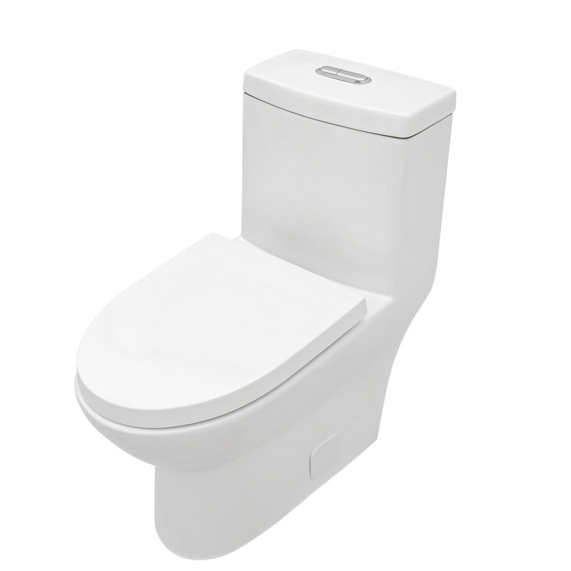 1.1/1.6 GPF Dual-Flush Elongated One-Piece Toilet with Comfort Seat Height and Ceramic Glazed Surface(Soft Close Seat Included)