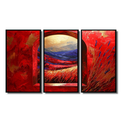«Red Summer Meadow», ensemble d'art mural prairie