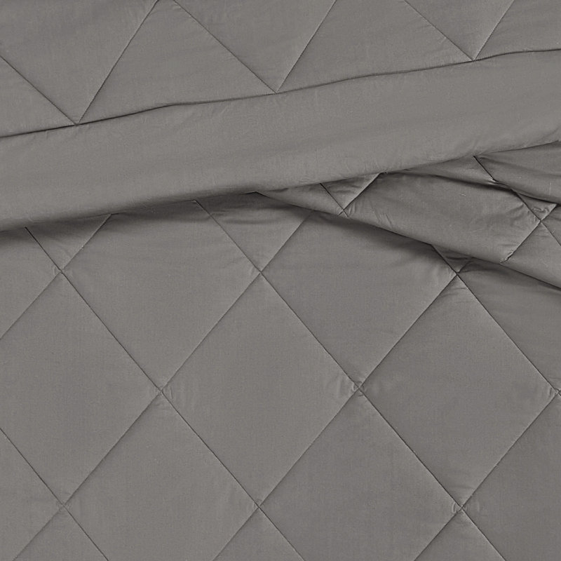 Cannon Solid Oversized Percale 3 Piece Comforter Set, Queen Comforter + 2 Standard Shams, Gray