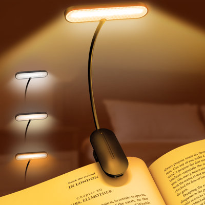 Éclairage pour livre pour lire au lit, pince pour lampe de lecture à DEL allumée - 3 niveaux de luminosité, lampe pour livre 80H rechargeable pour la lecture de nuit, lampe de livre portable pour les livres, allume-feu, noir à DEL Tra