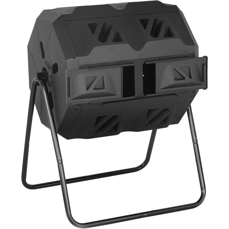 Composteur rotatif 43 gallons résistant aux odeurs, Noir