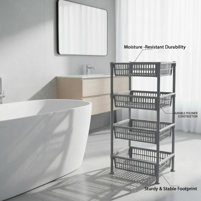 4 Tier Storage Basket Black, Black/Gray