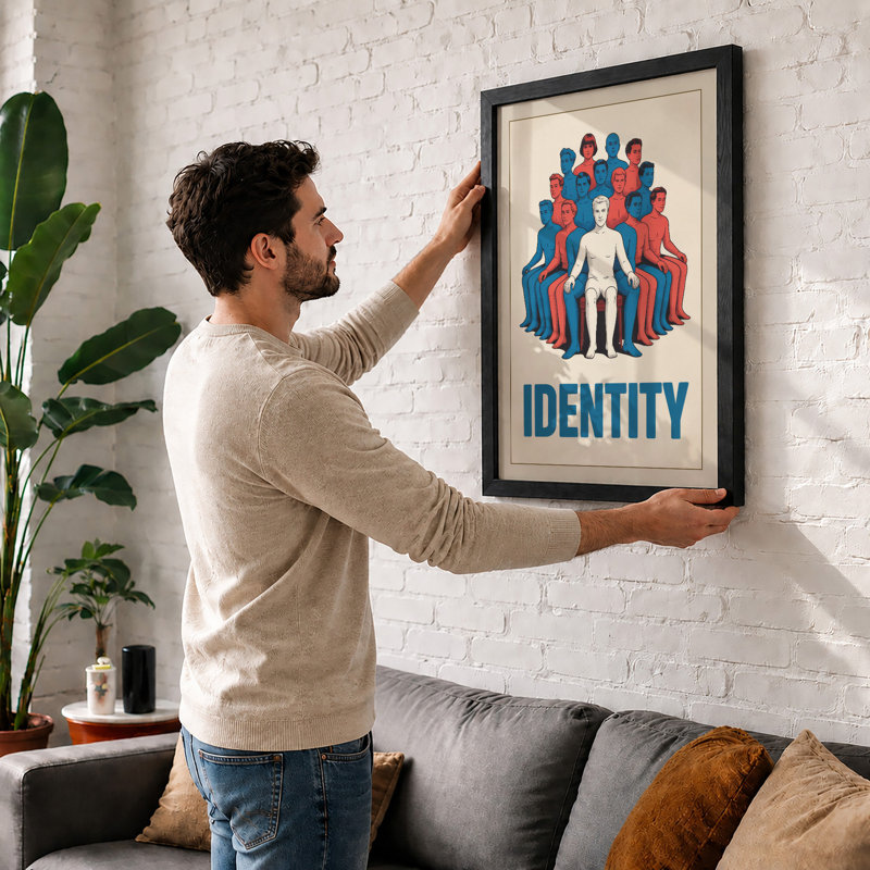 Identity Among Crowd Mid-Century - Print, Oak, A4 - 29.7 x 21.0 cm