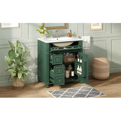 30" Wall-Mounted Bathroom Cabinet With Soft-Close Doors,Adjustable Shelf