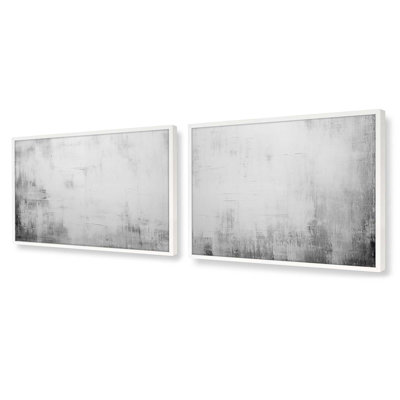 Silent White Set of 2 Prints in a Brushed Frame,  x 16"
