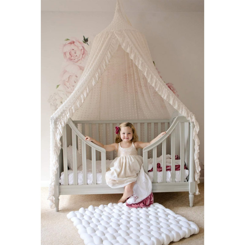 Princess Room Lace Chiffon Netting Bed Canopy, Beige, 240 X 50 X 50Cm
