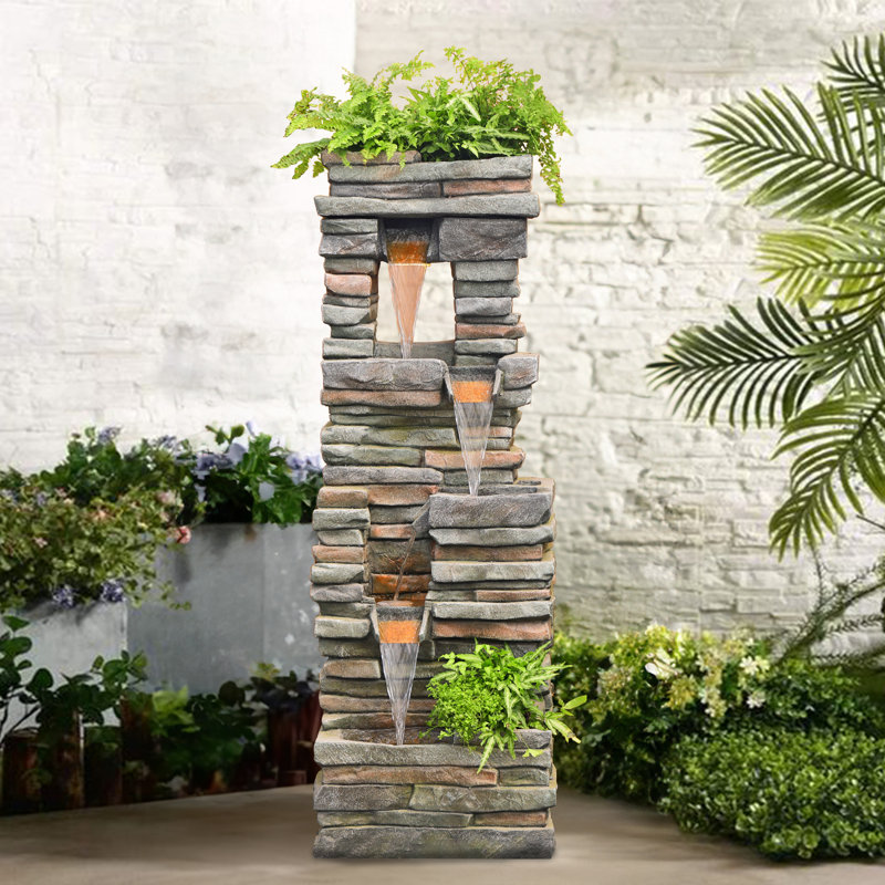 Blom Hand Crafted Weather Resistant Floor Fountain with Light