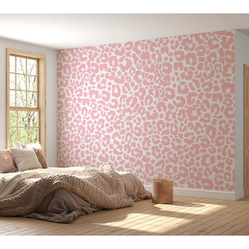 Murale pelez et collez de qualité supérieure - imprimé léopard rose, L 60 po x L 40 po