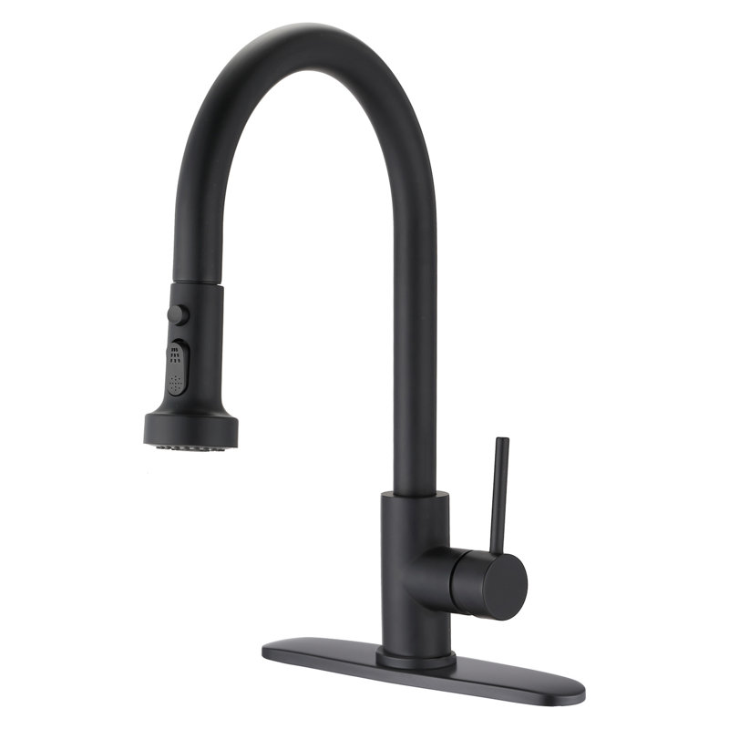 Stainless Steel Matte Black Kitchen Faucet With Pull Down & Soap Dispenser, 360 Rotatable Spout, Scratch Rust , 1.8Gpm Flow Rate Scratch-, Rust-,