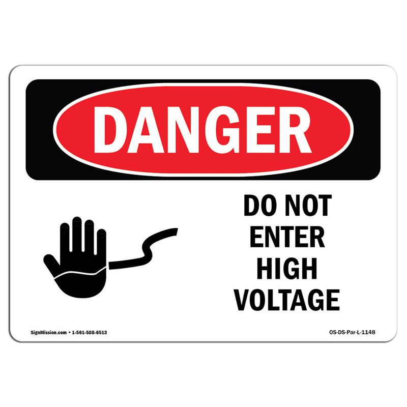 Danger Sign, 12" H x 18" W x 0.1" D