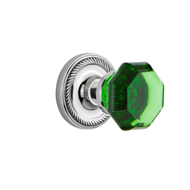 Rosette en corde avec poignée de porte émeraude Waldorf, Chrome brillant