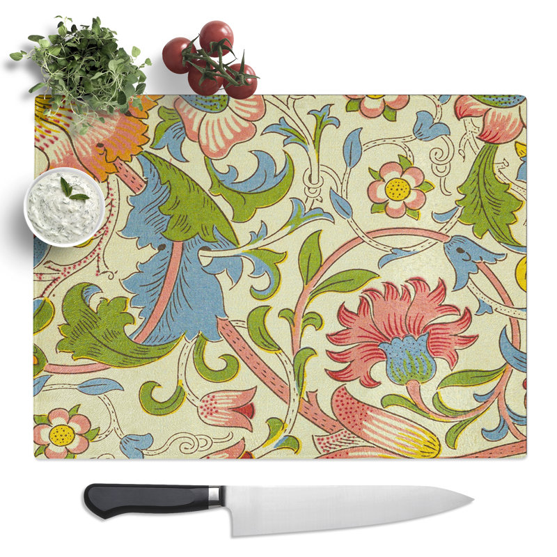 Lodden Print By William Morris Pattern  Glass Chopping Board