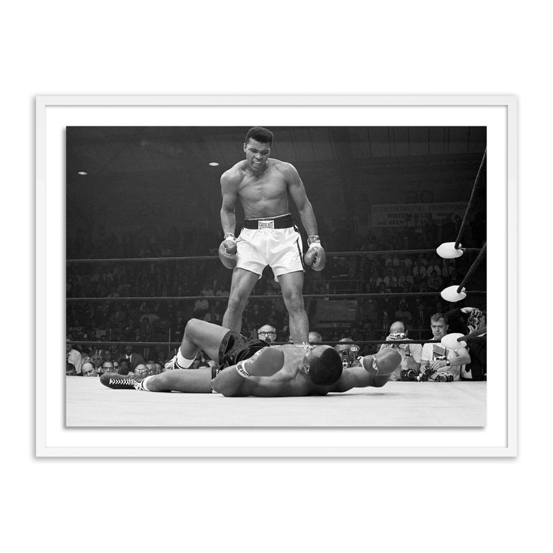 Muhammad Ali Taunting Sonny Liston Print by Getty Images, 30" H x 40" W, Black Maple Framed