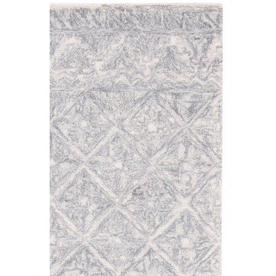 Tapis géométrique en laine / coton touffeté à la main Jamyra