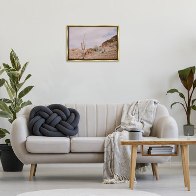 The Climb Desertscape Gold Framed Floater Canvas by Wild Apple