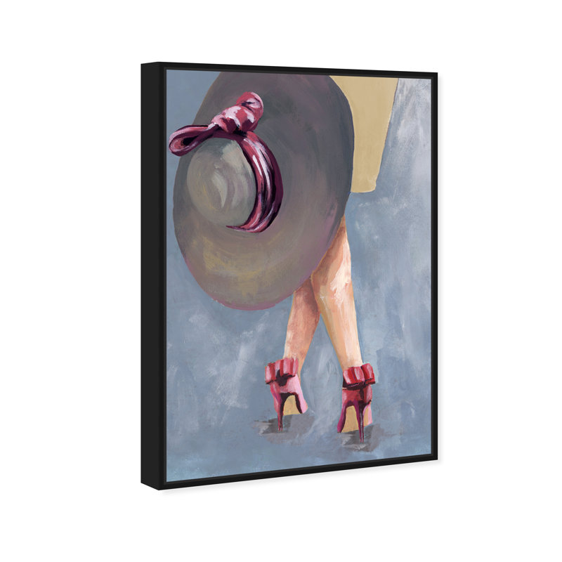 «On My Way», accessoires bleus - reproduction d'art, Cadre flottant noir, H 24 po x l 16 po