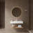 Bathroom Vanity With Vessel Sink, Wall-Mounted Floating White Rectangular Acrylic Integrated Basin Without Faucet, Striped Shelves Layer