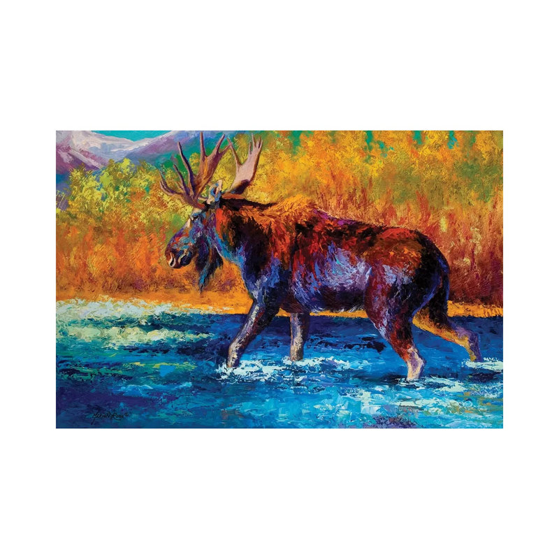 Autumn's Glimpse Moose by Marion Rose - Print on Canvas, Wrapped Canvas, 30.48 cm H x 45.72 cm W