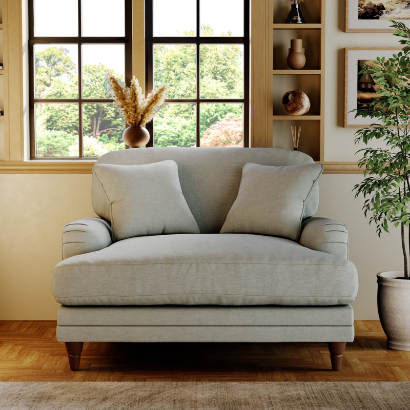 Elfur Upholstered Chair And A Half, Burnished Beech, Sky