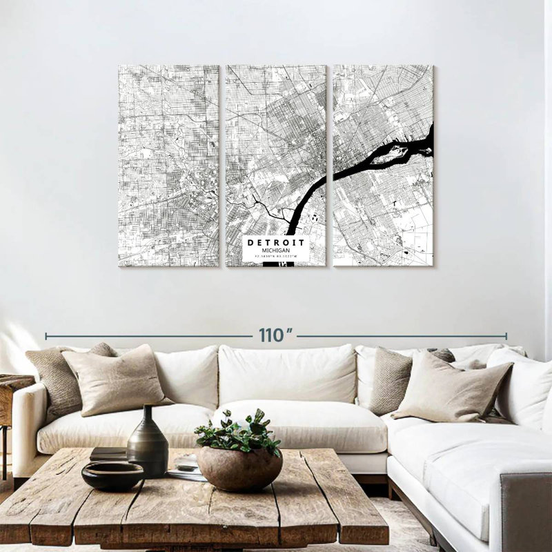 Carte de Aliaz White Urban Detroit, H 48 po x l 74 po