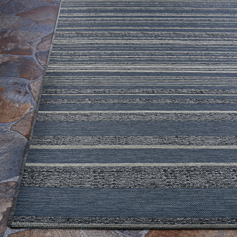  Tapis rayé bleu Dolce, Rectangle 2 pi 3 po x 3 pi 11 po