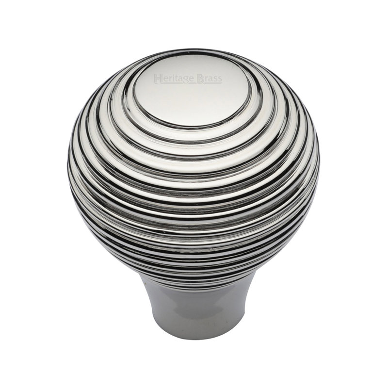 Heritage Brass Heritage Cabinet Knob Reeded Design, 3.8cm, Polished Nickel