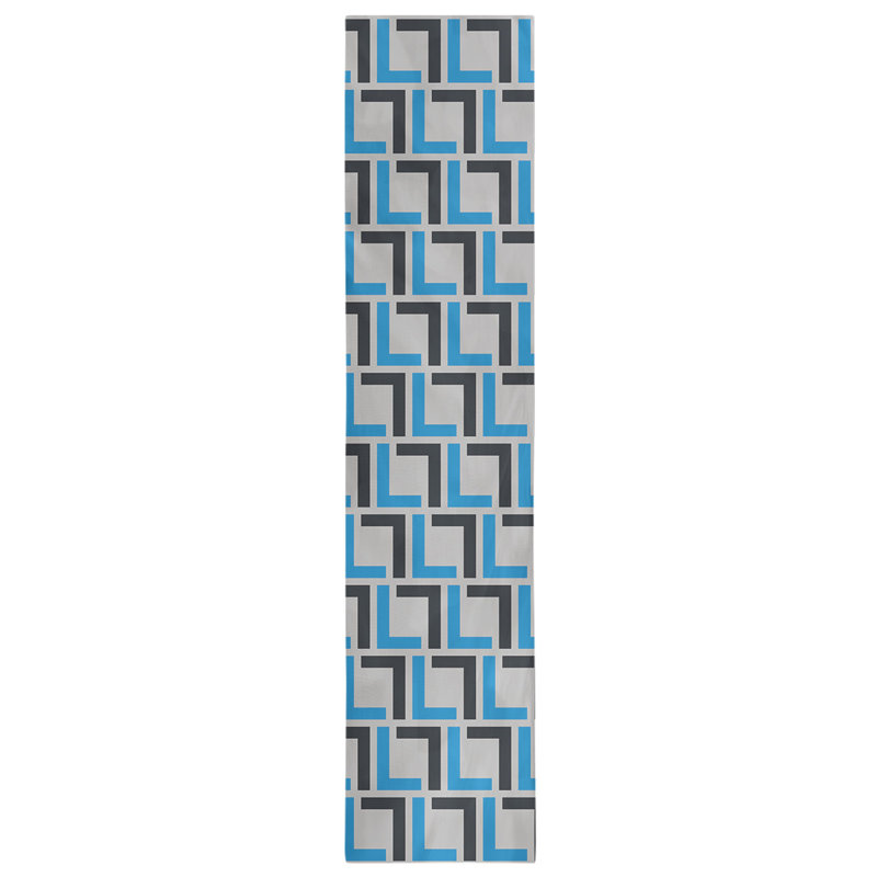 Chemin de table Carolina, 90 po x 16 po, Bleu Carolina / blanc / argent, polyester
