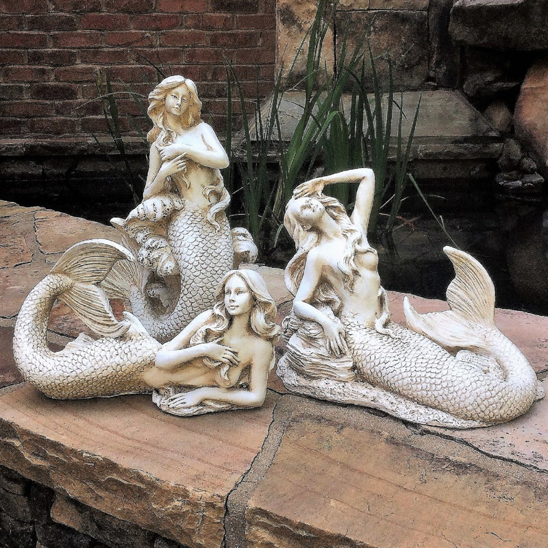 Life's a Beach Mermaid Assortment 3 Piece Statue, Antique White