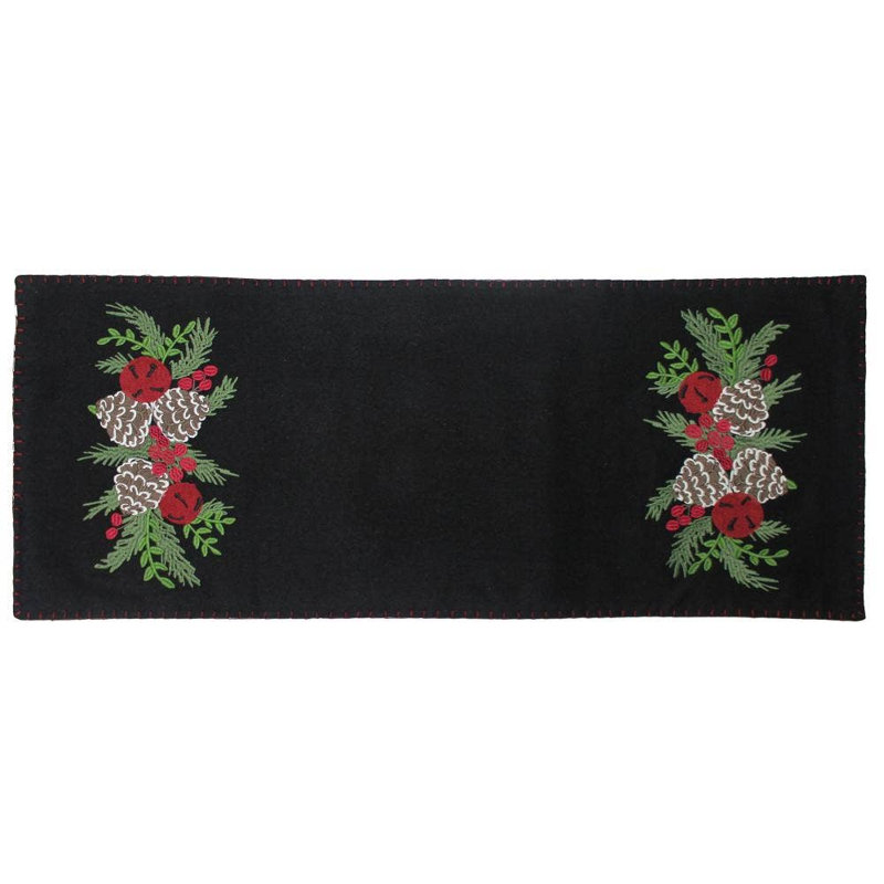 C Pinecones & Bells Table Runner