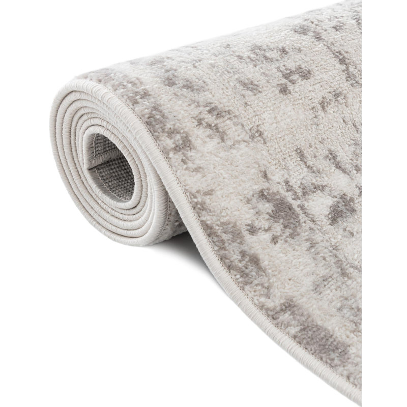 Tapis oriental ivoire / gris Ariella, Carré : 4 pi