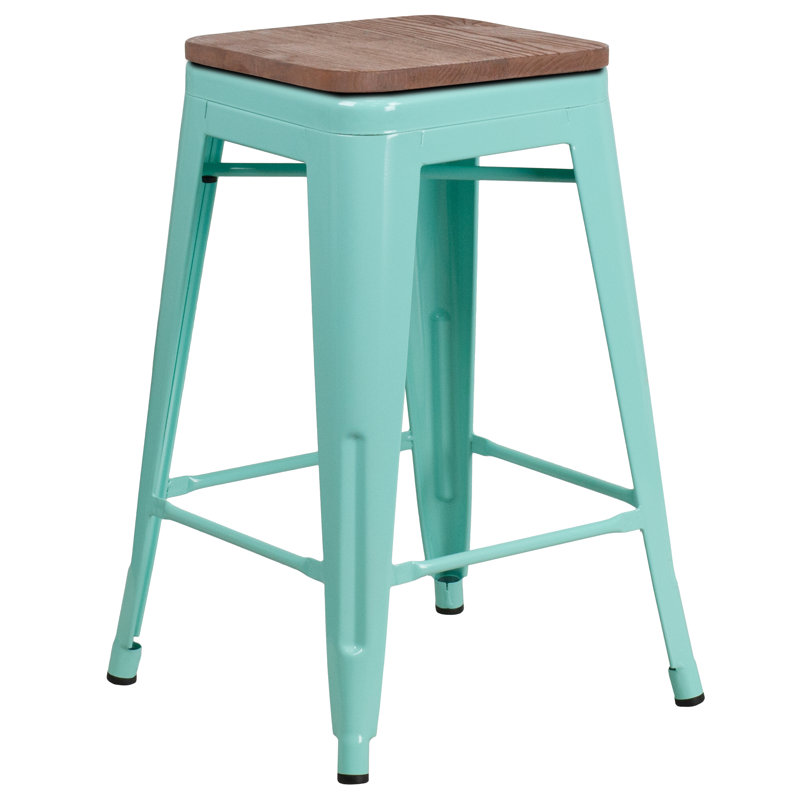 Tabouret à hauteur de comptoir 24 po Gladus, Vert menthe, 1, Tabouret de comptoir (assise de 24 po de hauteur)