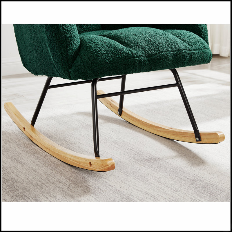 Steel,Wood Rocking Chair, Green, Green