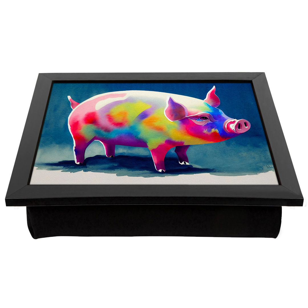 Watercolour Pig Vol.1 Abstract  Lap Tray with Cushion