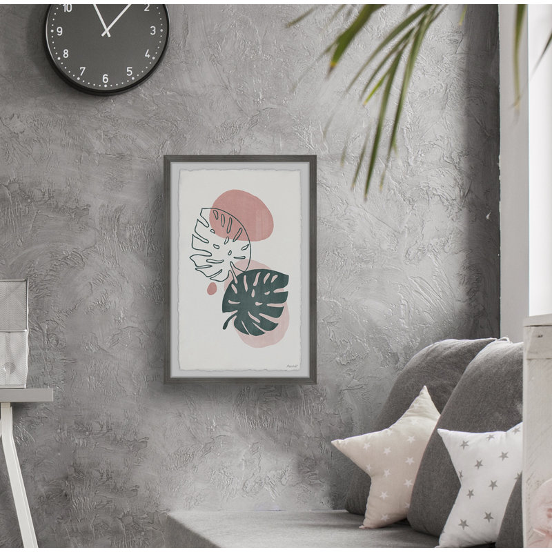 Feuille verte et blanche, reproduction d’art sur papier, H 18 po x l 12 po x P 1,5 po
