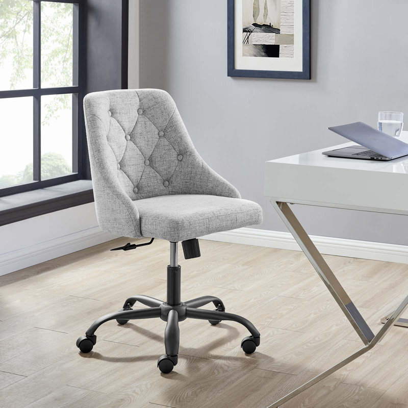 Fauteuil de bureau performant, pivotant et touffeté Distinct, Polyester/Mélange de polyester, Velours gris pâle, Noir