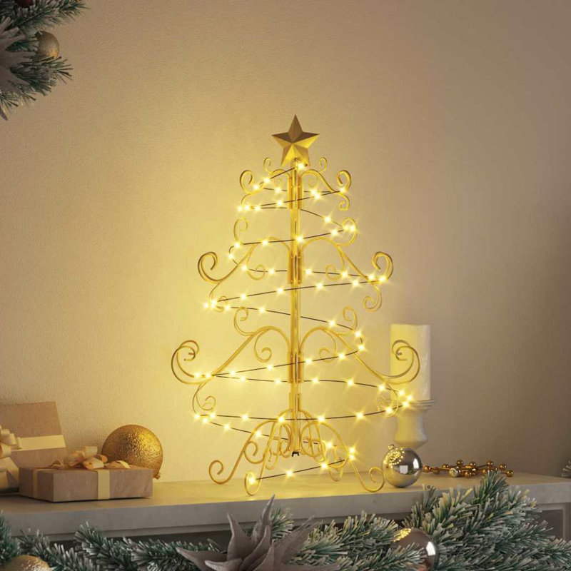  Metal Christmas Tree with Stand Powder-coated steel, Gold, 1.97' H