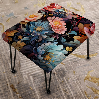 Thornley - Pink Ornate Blooming Legacy Delight - Floral Rectangle Ottoman