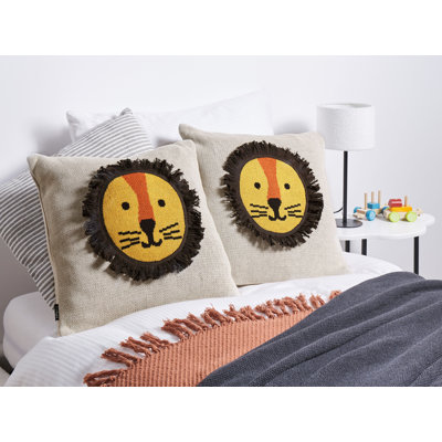 Anicette Animal Print Beige Square Cushion