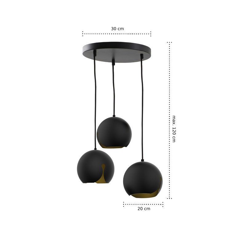 Khari 3 - Light White Cluster Pendant, Black
