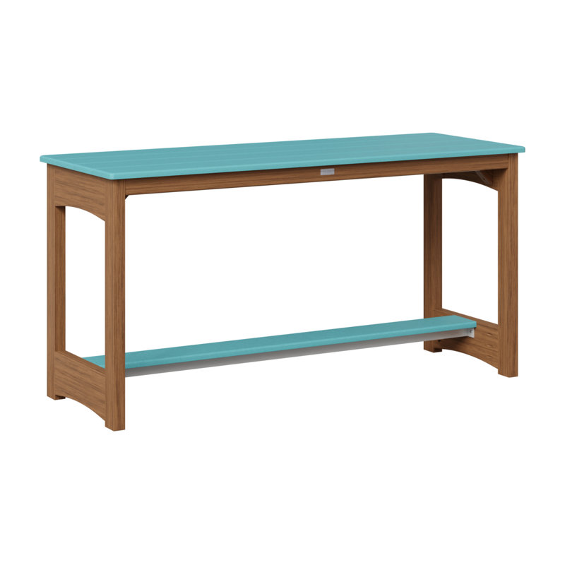 Balcony Outdoor Rectangle Dining Table, Antique Mahogany, Aruba Blue