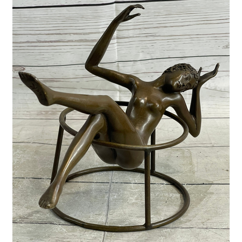 Statue en bronze signée de la femme nue abstraite Mid-Century