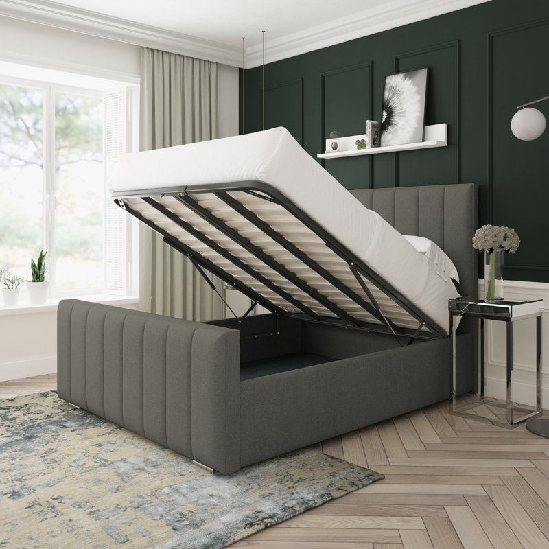 Oakley Wool Upholstered Ottoman Bed Frame, Steel, Double (4'6)