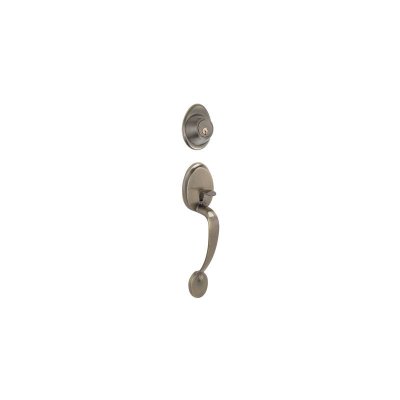 J Series Exterior Portion Handleset and Deadbolt (Interior Portion Sold Separately), Antique Brass