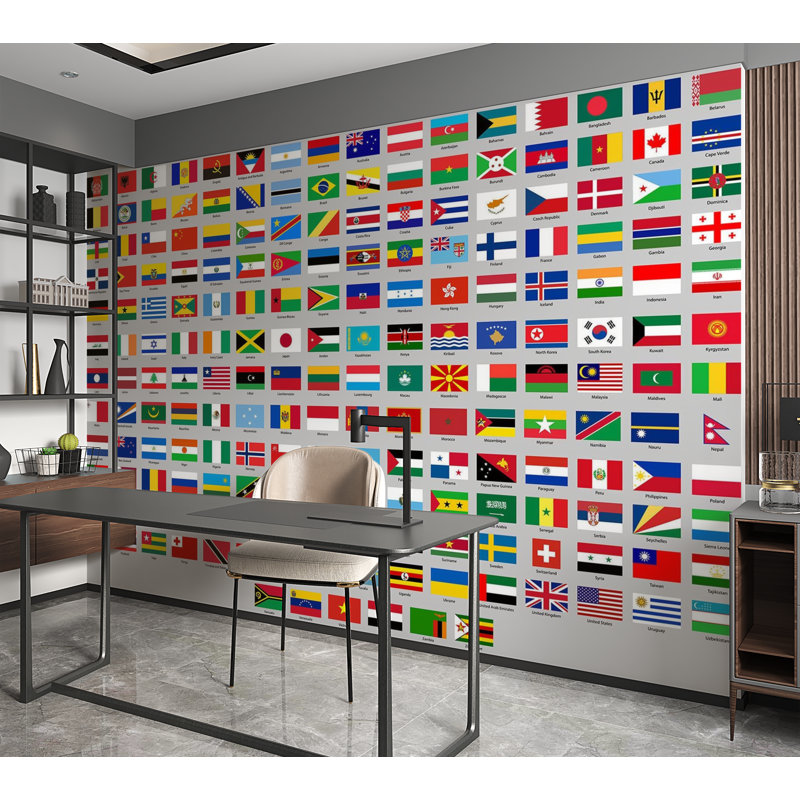 Murale pelez et collez de qualité supérieure - Collection World Flags, L 60 po x L 40 po