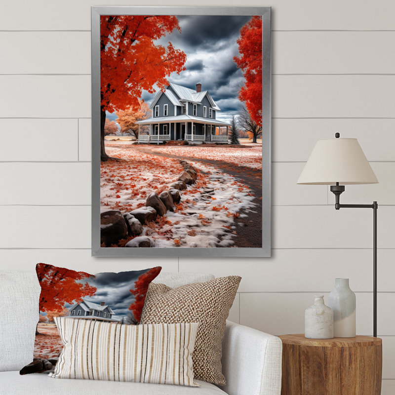 «Farmhouse Red and Gray Harmony II - Landscape & Nature», reproduction sur toile, H 32 po x l 16 po x P 1 po