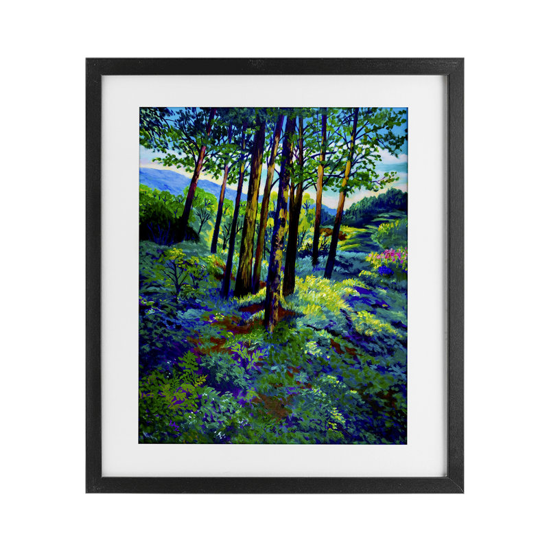 «Blue Ridge Mountain Breezes», reproduction d'art sous verre encadrée par Lee Ann Zirbes, Cadre noir minuit